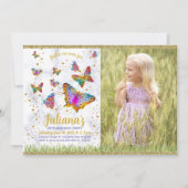 Colorful Bright Butterfly Birthday Foto Kaart (Voorkant)