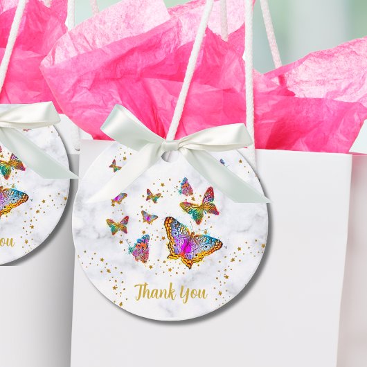 Colorful Bright Butterfly Birthday Party Bedankjes Labels