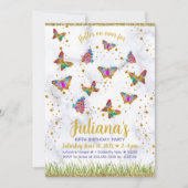 Colorful Bright Butterfly Birthday Party Kaart (Voorkant)