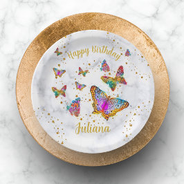 Colorful Bright Butterfly Birthday Party Papieren Bordje