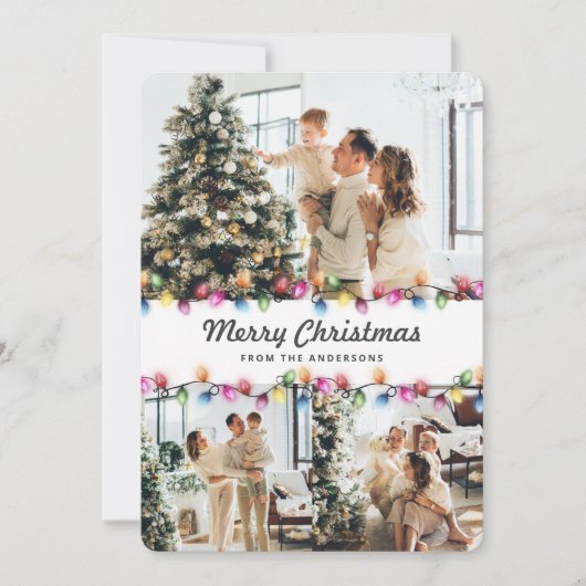 Colorful Bright Christmas Lights Photo Feestdagenkaart (Voorkant)