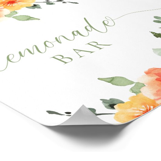 Colorful bright floral lemonade bar  poster (Hoek)