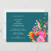 Colorful Bright Floral Watercolor Birthday Party Kaart (Voorkant)