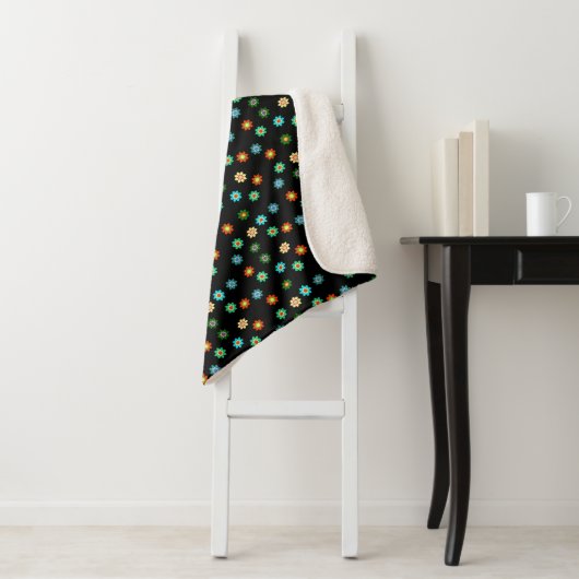Colorful Bright Flower Happy Pattern Throw Blanket (In situ)