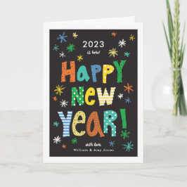 Colorful Bright Fun Happy New Year Holiday Feestdagen Kaart