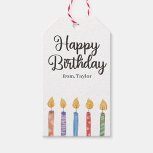 Colorful Bright Happy Birthday-kaarsen Cadeaulabel