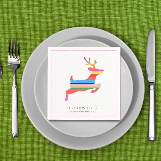 Colorful Bright Modern Christmas Reindeer Servet