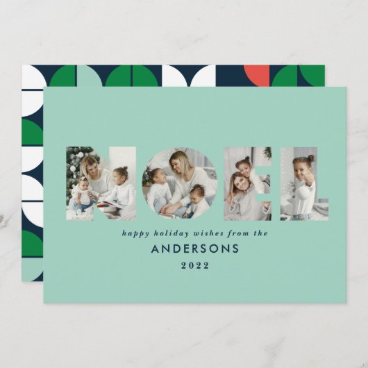 Colorful bright Noel Kerstgeometrisch 4 foto Feestdagenkaart (Voorkant / Achterkant)