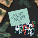 Colorful bright Noel Kerstgeometrisch script H Feestdagenkaart<br><div class="desc">Kleurrijk,  helder,  leuk,  noel,  met kerstgeometrische typografie en kerstvakantieontwerp. Rood,  groen,  aqua,  blauw en roze kleurweg.</div>