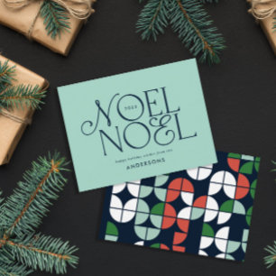 Colorful bright Noel Kerstgeometrisch script H Feestdagenkaart