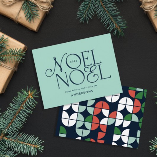 Colorful bright Noel Kerstgeometrisch script H Feestdagenkaart