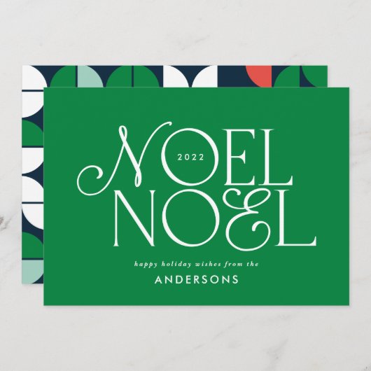 Colorful bright Noel Kerstgeometrisch script H Feestdagenkaart (Voorkant / Achterkant)