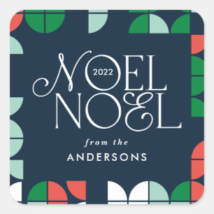 Colorful bright Noel Kerstgeometrisch script Vierkante Sticker