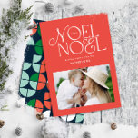 Colorful bright Noel Kerstgeometrische foto Ho Feestdagenkaart<br><div class="desc">Kleurrijk,  helder,  leuk,  noel kerstman geometrische typografie script fotovakantieontwerp. Rood,  groen,  blauw en roze kleurweg.</div>