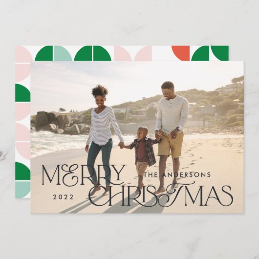Colorful bright photoKerstgeometrisch script Feestdagenkaart (Voorkant / Achterkant)