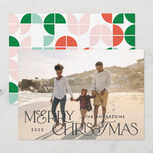 Colorful bright photoKerstgeometrisch script Feestdagenkaart