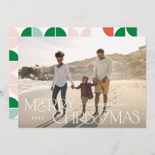 Colorful bright photoKerstgeometrisch script Feestdagenkaart (Voorkant / Achterkant)
