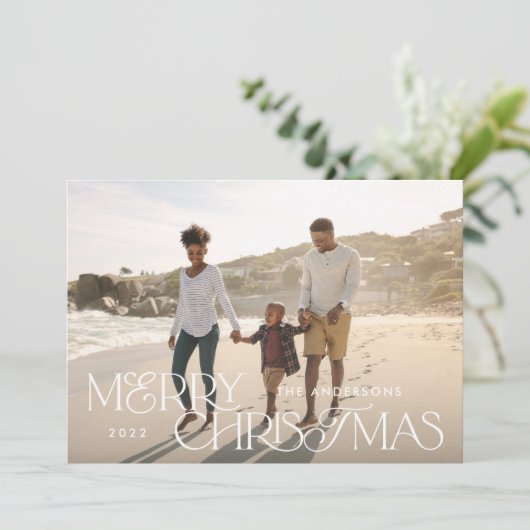 Colorful bright photoKerstgeometrisch script Feestdagenkaart (Staand voorkant)