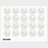 Colorful bright strips voor kerstmis ronde sticker (Vel)