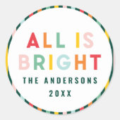 Colorful bright strips voor kerstmis ronde sticker (Voorkant)