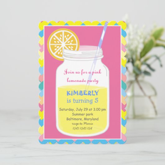 Colorful Bright Summer Lemonade Birthday Party Kaart (Staand voorkant)