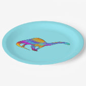 Colorful Brontosaurus Psychedelic Dinosaur Art Papieren Bordje (Gekanteld)