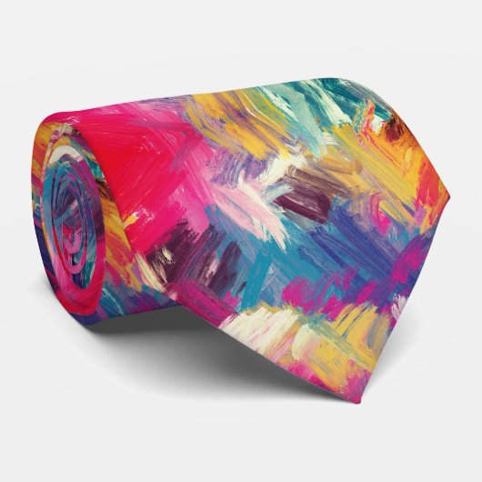 Colorful Brush Strokes Stropdas (Opgerold)