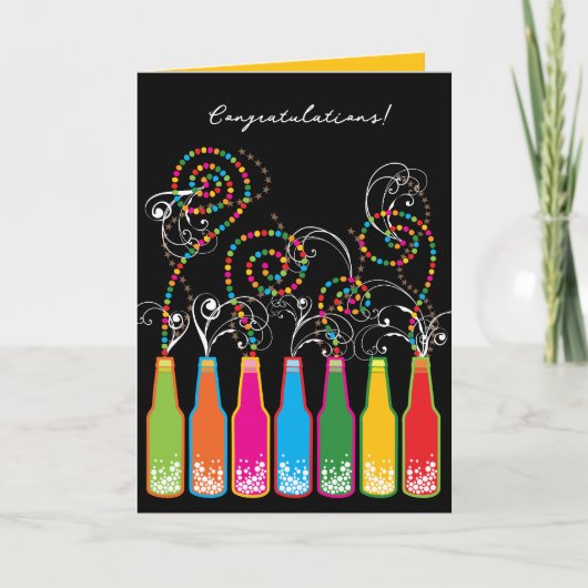 Colorful Bubble Bottles and Swirls Gefeliciteerd Kaart (Voorkant)