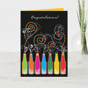 Colorful Bubble Bottles and Swirls Gefeliciteerd Kaart