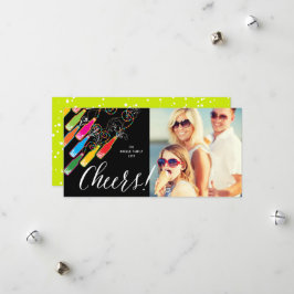 Colorful Bubble Bottles Cheers Fun New Year Foto Feestdagenkaart