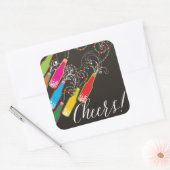 Colorful Bubble Bottles Modern Cheers Fun Nieuwjaa Vierkante Sticker (Envelop)