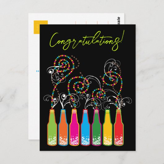 Colorful Bubble Bottles & Spirals Gefeliciteerd Briefkaart (Voorkant / Achterkant)