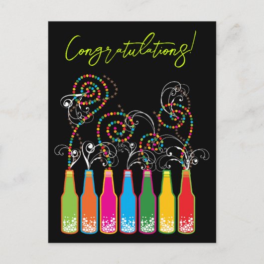 Colorful Bubble Bottles & Spirals Gefeliciteerd Briefkaart (Voorkant)