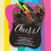Colorful Bubble Cheers Fun New Year's Eve Party Kaart