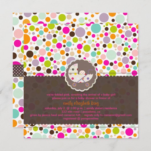 Colorful Bubble Gum/Stippen Geboorteaankondiging Kaart (Voorkant / Achterkant)