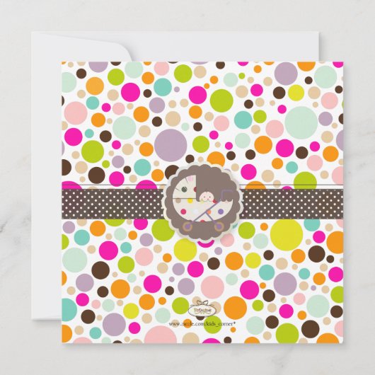 Colorful Bubble Gum/Stippen Geboorteaankondiging Kaart (Achterkant)