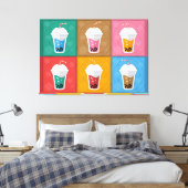 Colorful Bubble Tea 6 Pack Canvas Afdruk (Insitu (Slaapkamer))