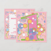 Colorful Bubbles 1st Birthday Party Invitation Kaart (Voorkant / Achterkant)