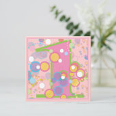 Colorful Bubbles 1st Birthday Party Invitation Kaart (Staand voorkant)