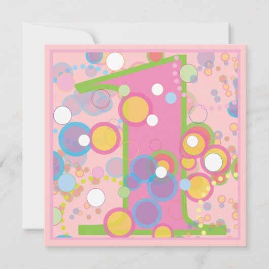 Colorful Bubbles 1st Birthday Party Invitation Kaart (Voorkant)