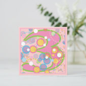 Colorful Bubbles 3rd Birthday Party Invitation Kaart (Staand voorkant)