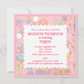 Colorful Bubbles 3rd Birthday Party Invitation Kaart (Achterkant)