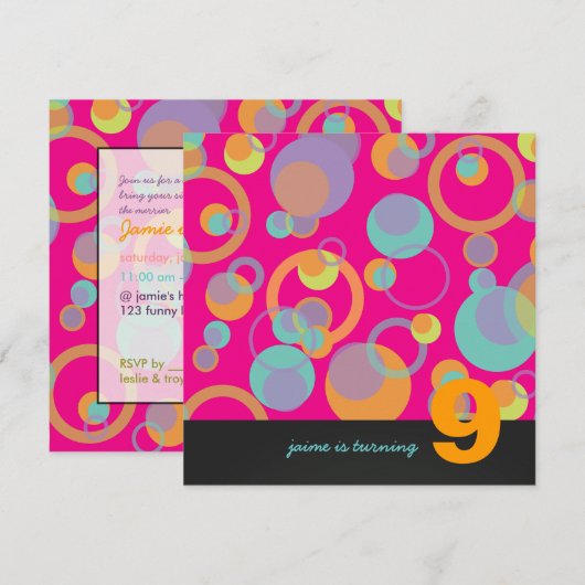 Colorful Bubbles for Birthday Party Kaart (Voorkant / Achterkant)