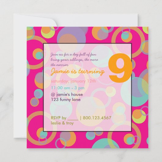 Colorful Bubbles for Birthday Party Kaart (Achterkant)