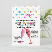 Colorful Bubbles New Years Eve Party Uitnodiging (Staand voorkant)