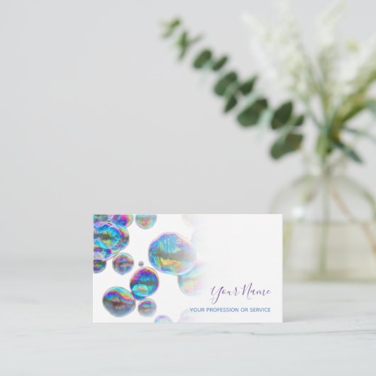 Colorful bubbles verjaardagsplanner en bruiloft visitekaartje (Staand voorkant)