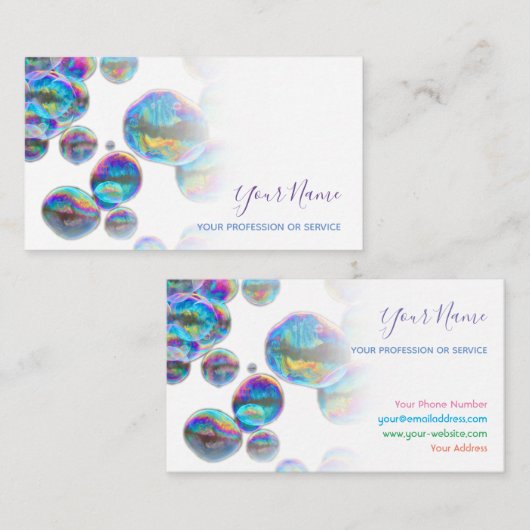 Colorful bubbles verjaardagsplanner en bruiloft visitekaartje (Voorkant / Achterkant)