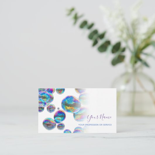 Colorful bubbles verjaardagsplanner en feestje visitekaartje (Staand voorkant)