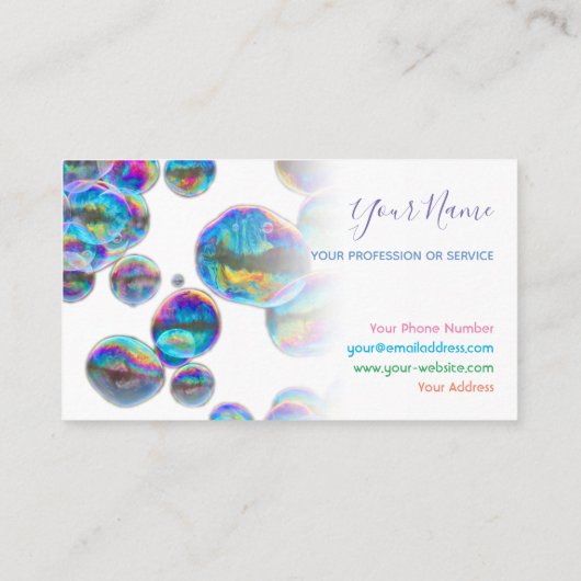 Colorful bubbles verjaardagsplanner en feestje visitekaartje (Achterkant)