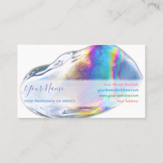 Colorful bubbles verjaardagsplanner en feestje visitekaartje (Achterkant)